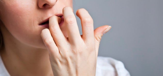 Woman in depression on gray background